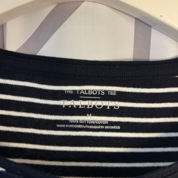 Talbots Navy and White Striped Tee - Picture 2 of 4